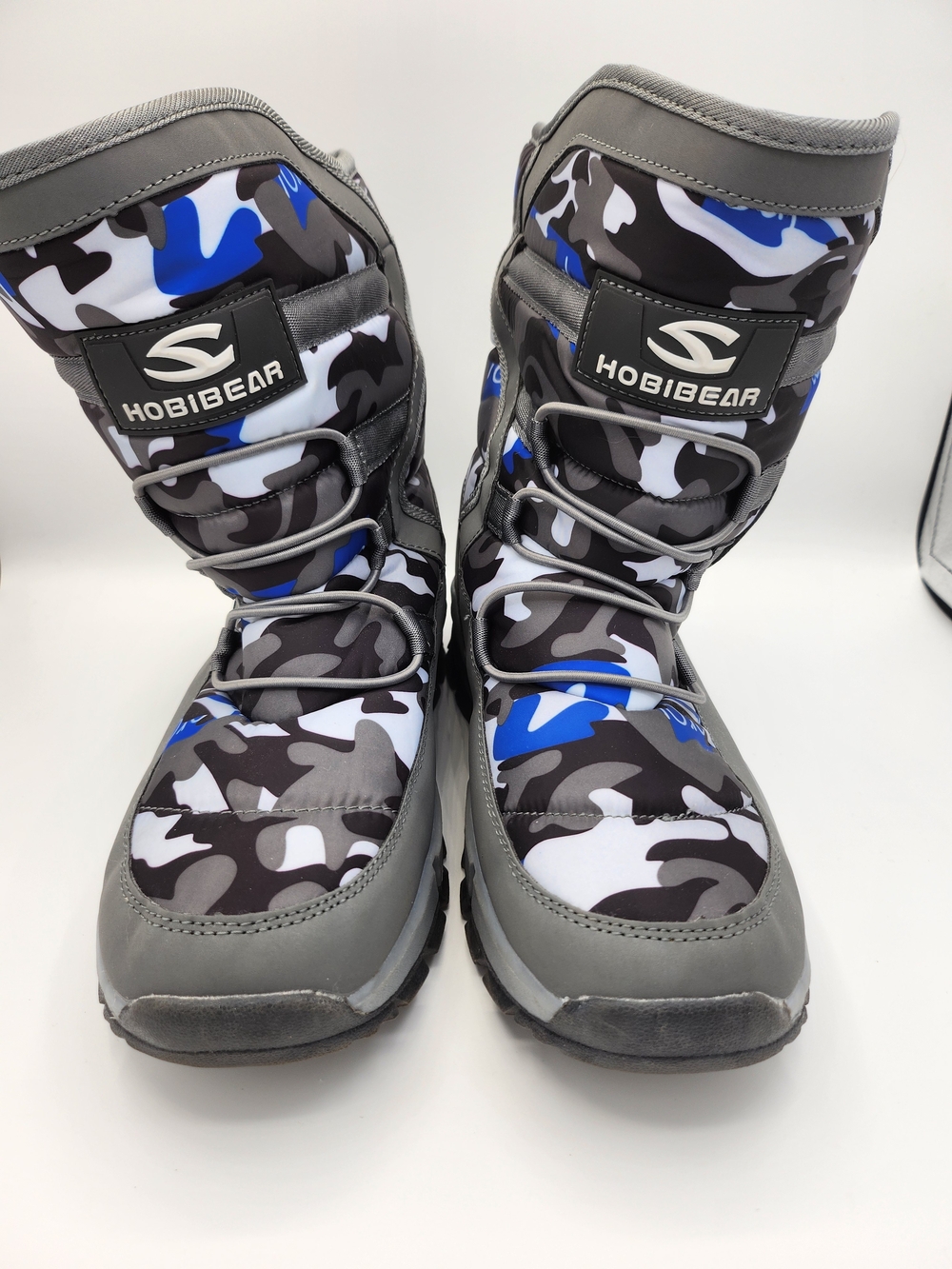 Kids' Gray & Blue Camo Snow Boots Size: 7